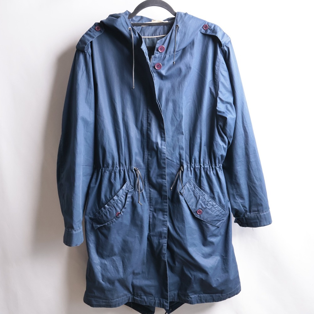 Whyred Navy Blue Cotton Hooded‎ Parka Jacket Womens Size 38 11WW1012